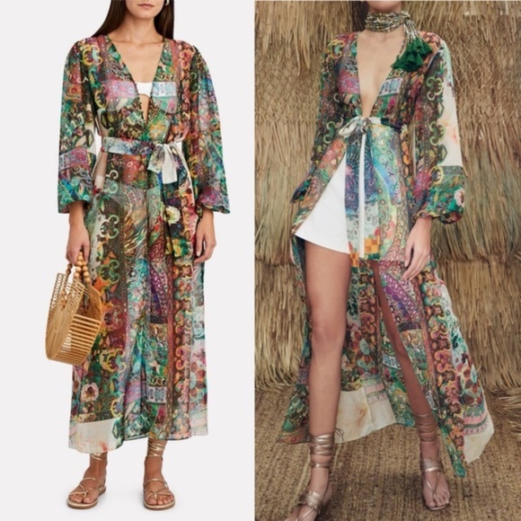 ALEXIS Shoshanna Robe Dress in Embroidered Emerald Small - Picture 1 of 3